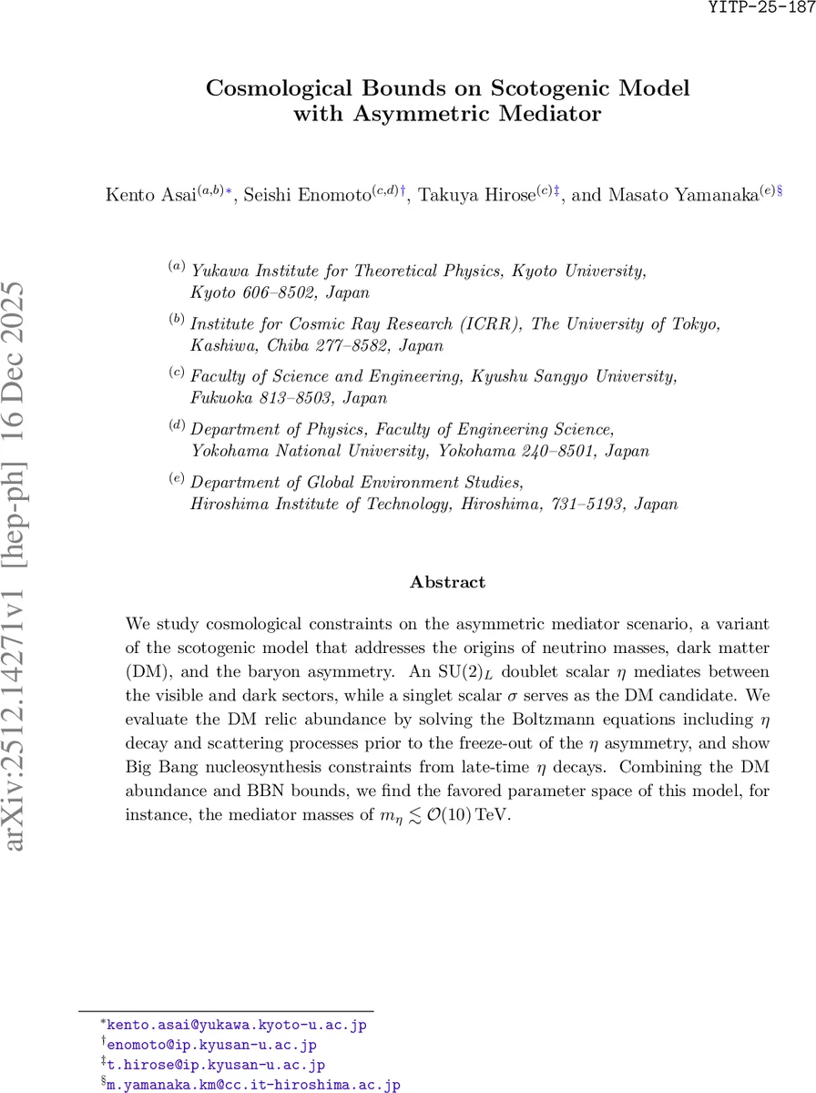 Cosmological Bounds on Scotogenic Model with Asymmetric Mediator