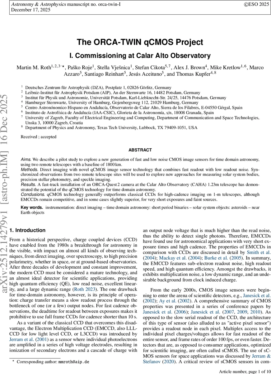 The ORCA-TWIN qCMOS Project I. Commissioning at Calar Alto Observatory