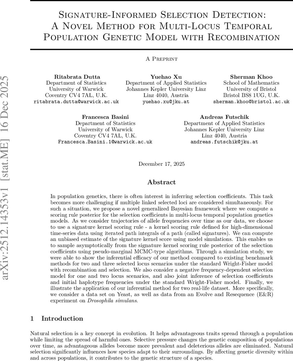 Signature-Informed Selection Detection: A Novel Method for Multi-Locus Temporal Population Genetic Model with Recombination
