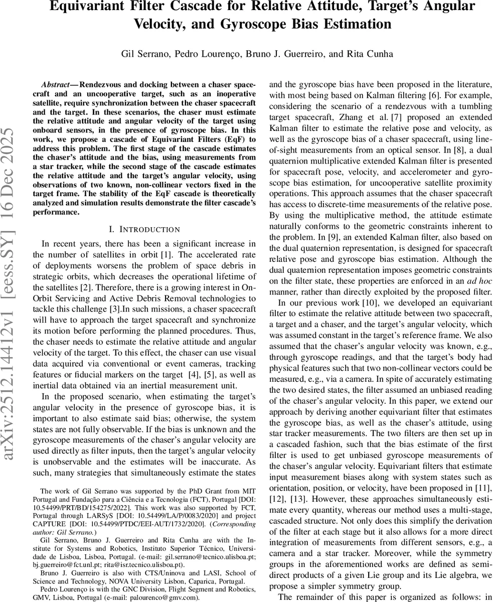Equivariant Filter Cascade for Relative Attitude, Target's Angular Velocity, and Gyroscope Bias Estimation