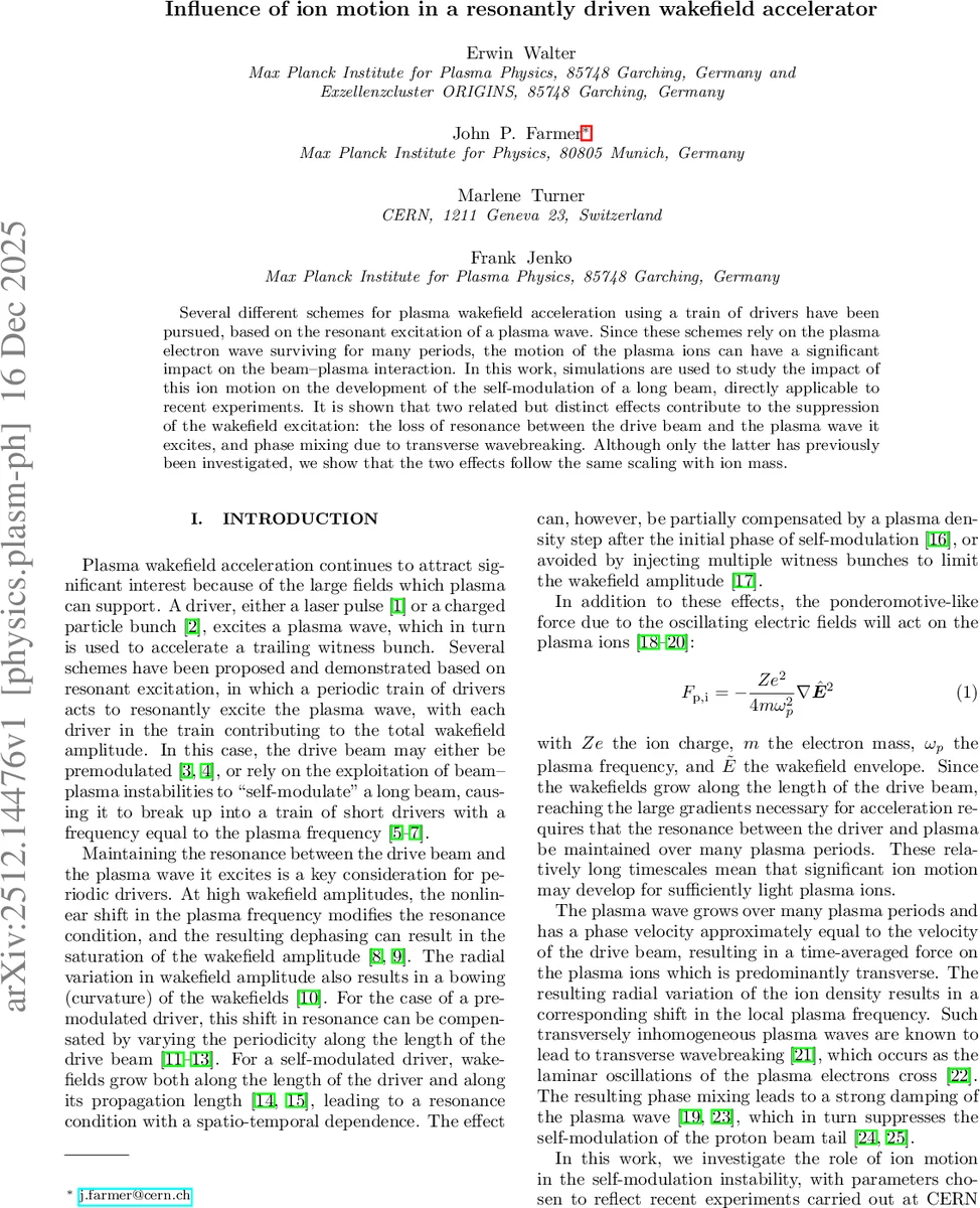 Influence of ion motion in a resonantly driven wakefield accelerator
