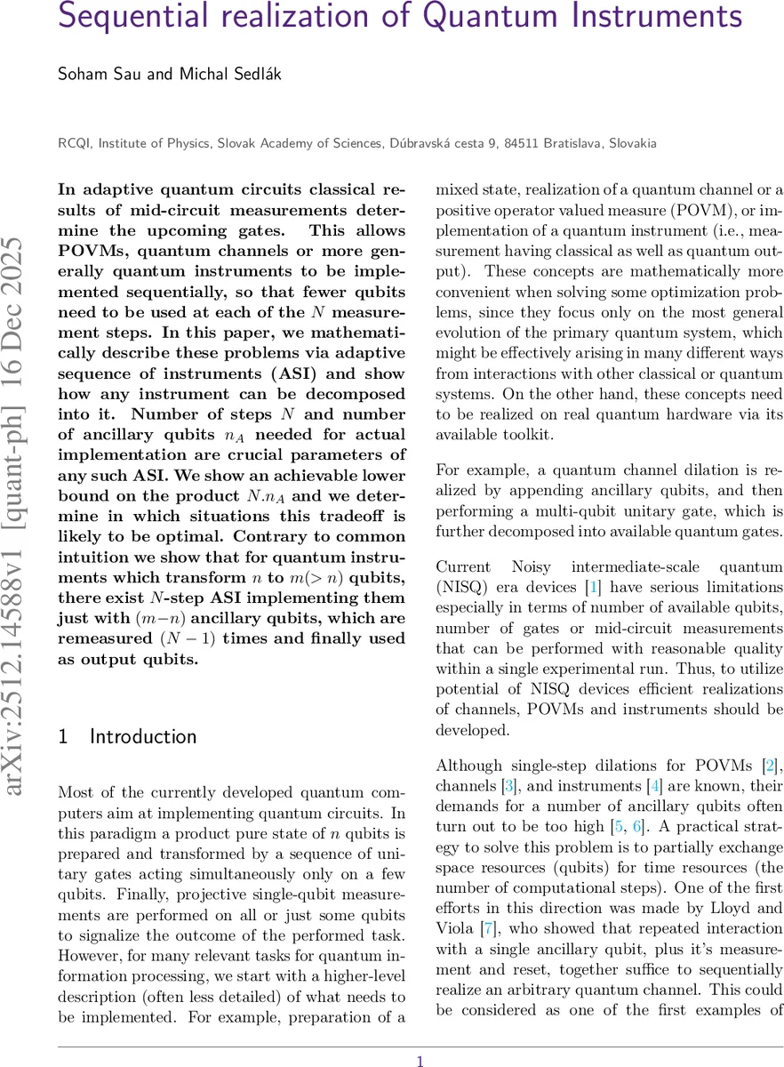 Sequential realization of Quantum Instruments