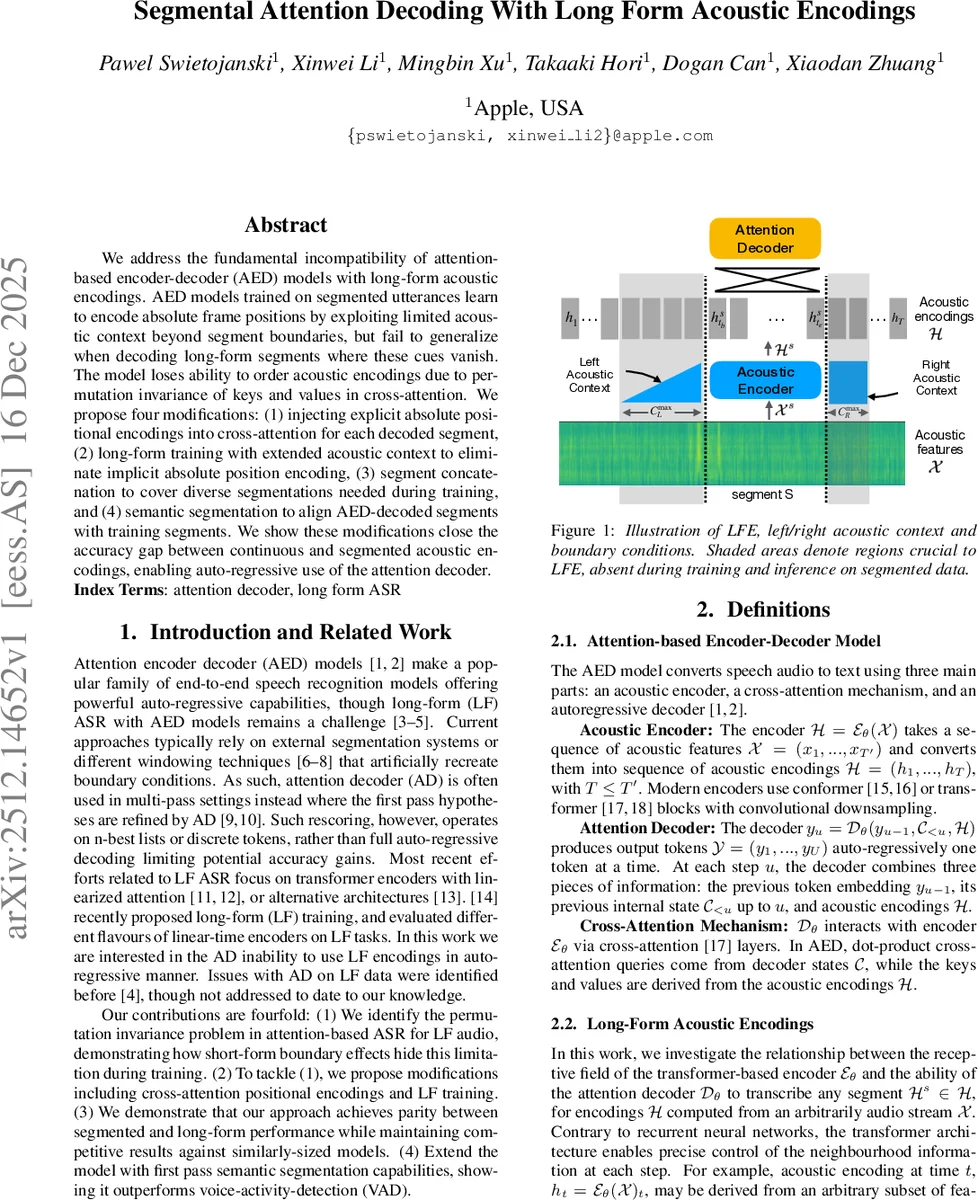 Segmental Attention Decoding With Long Form Acoustic Encodings