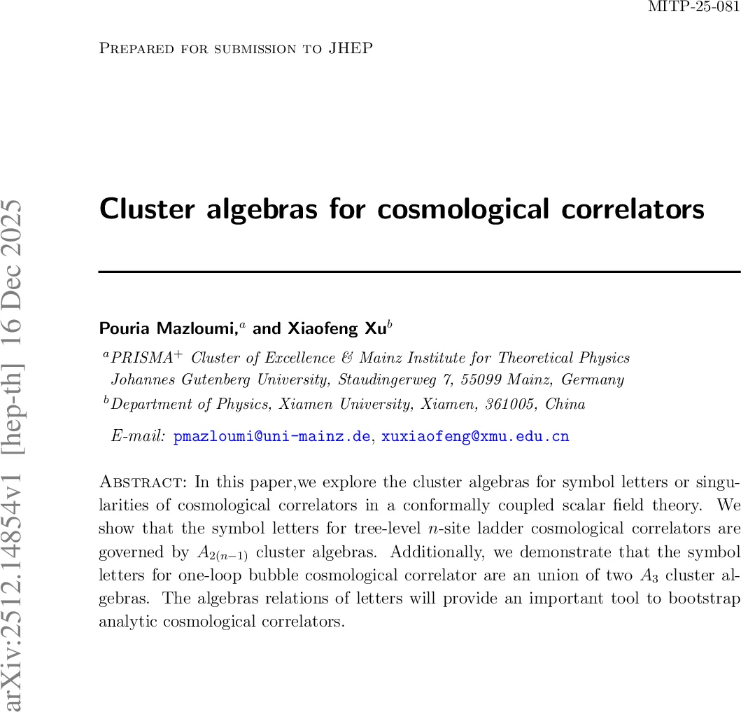 Cluster algebras for cosmological correlators
