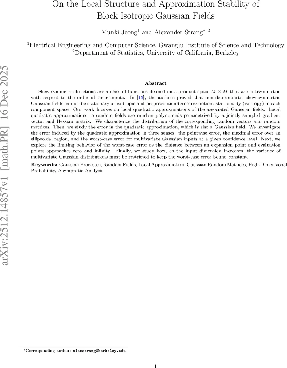 On the Local Structure and Approximation Stability of Block Isotropic Gaussian Fields