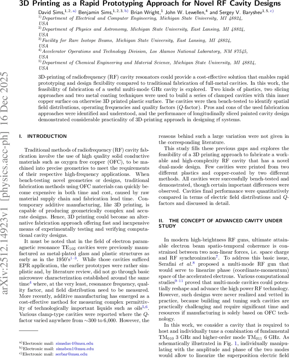 3D Printing as a Rapid Prototyping Approach for Novel RF Cavity Designs