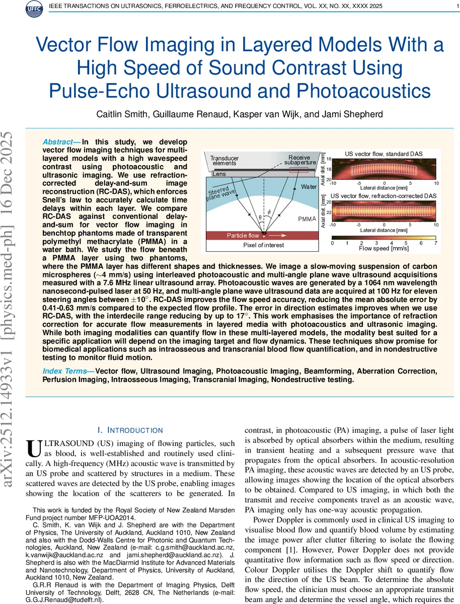 Vector Flow Imaging in Layered Models With a High Speed of Sound Contrast Using Pulse-Echo Ultrasound and Photoacoustics