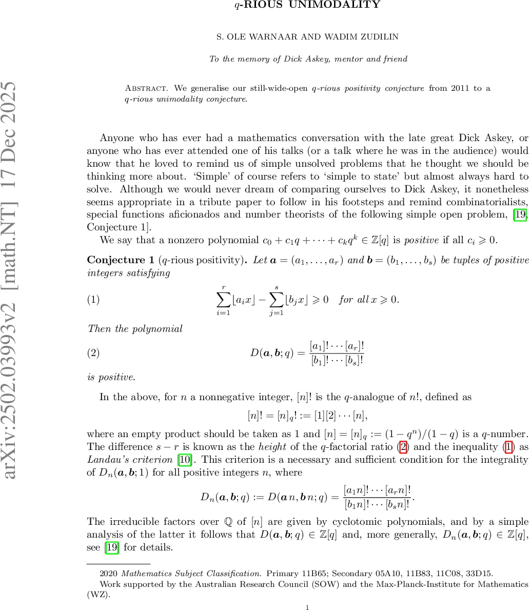 $q$-rious unimodality