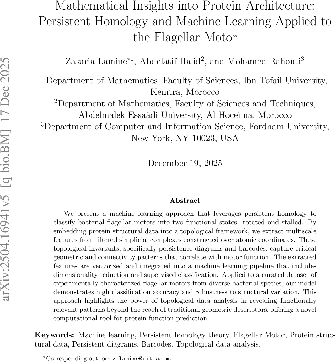 Mathematical Insights into Protein Architecture: Persistent Homology and Machine Learning Applied to the Flagellar Motor