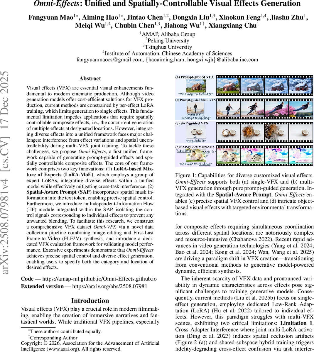 Omni-Effects: Unified and Spatially-Controllable Visual Effects Generation