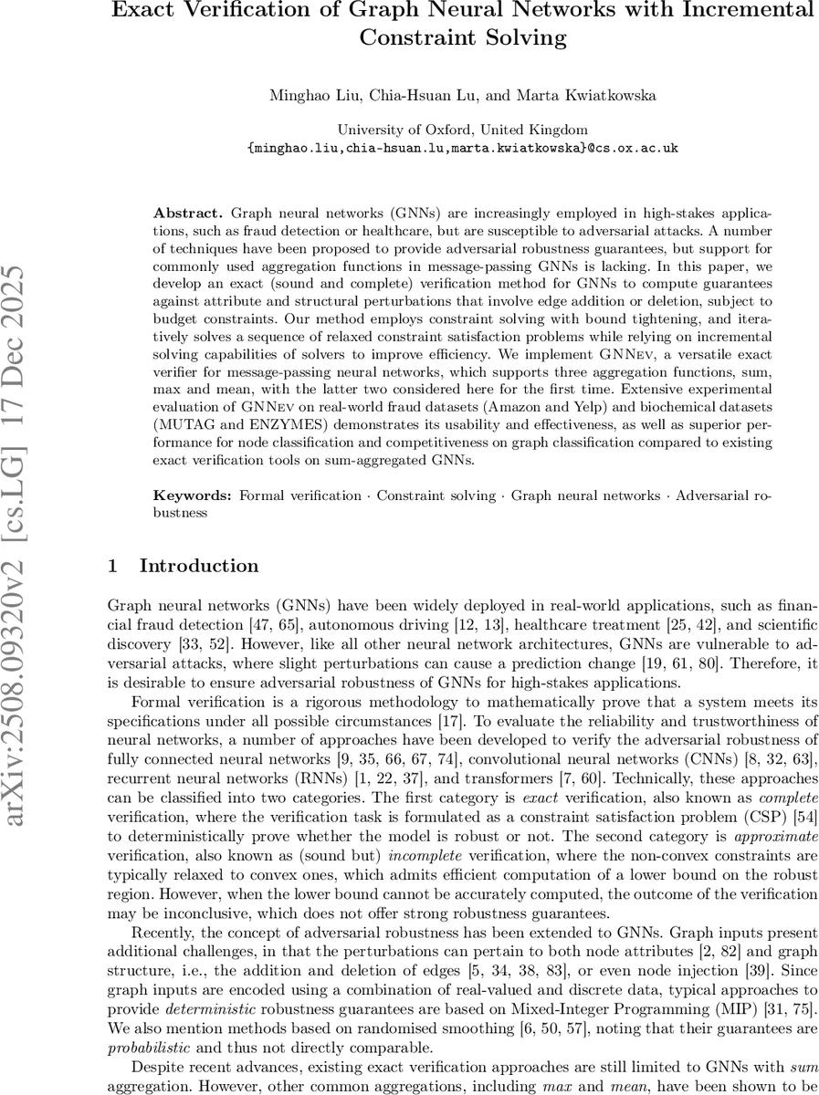 Exact Verification of Graph Neural Networks with Incremental Constraint Solving