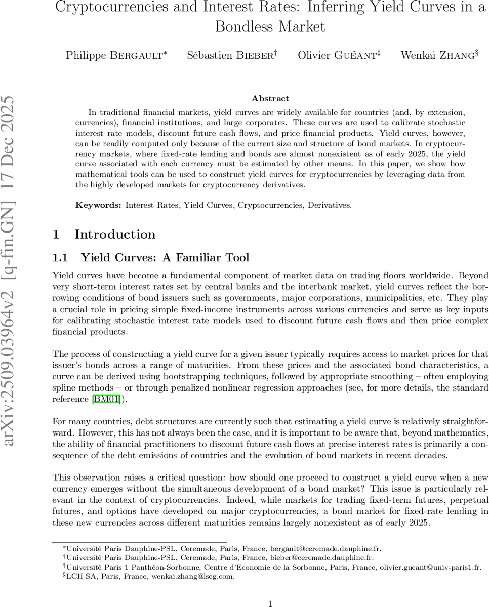 Cryptocurrencies and Interest Rates: Inferring Yield Curves in a Bondless Market