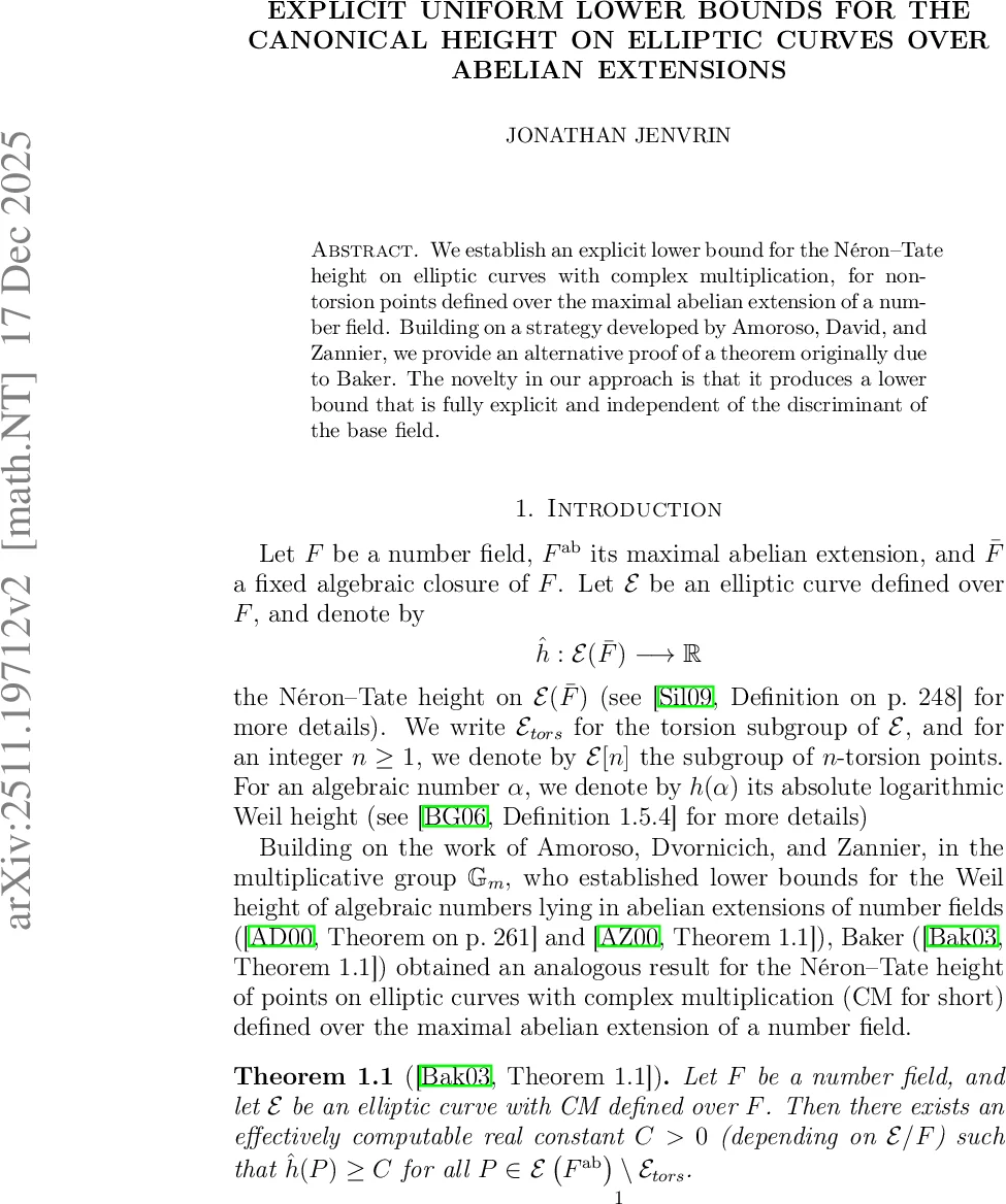 Explicit Uniform Lower Bounds for the Canonical Height on Elliptic Curves over Abelian Extensions