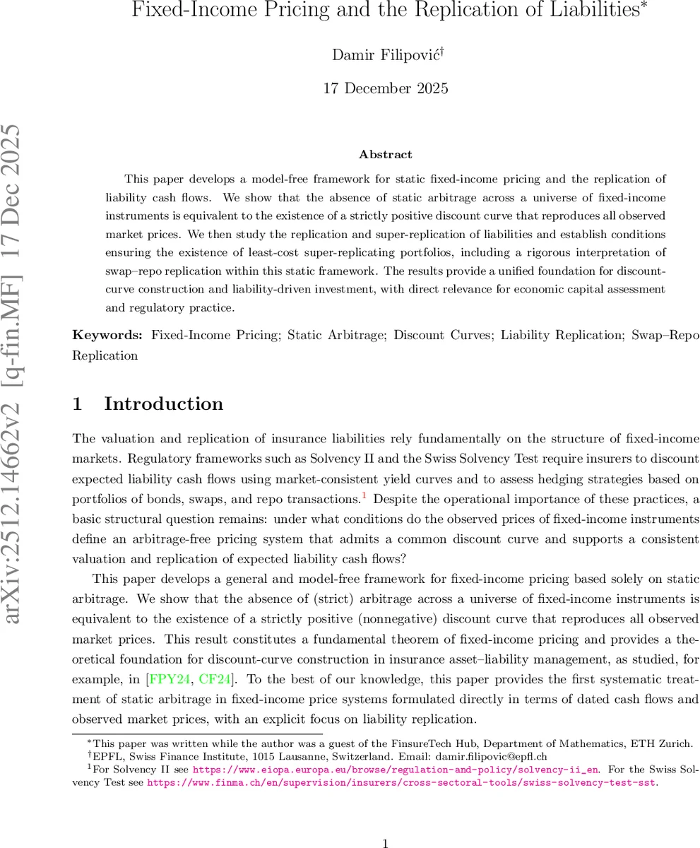 Fixed-Income Pricing and the Replication of Liabilities