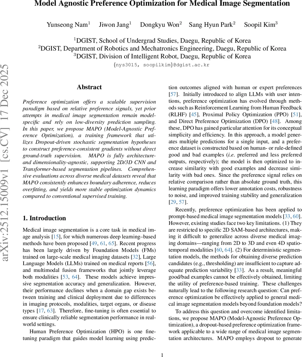 Model Agnostic Preference Optimization for Medical Image Segmentation