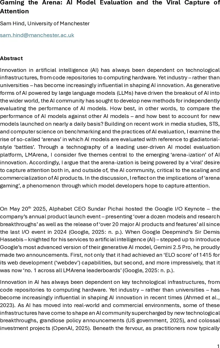 Gaming the Arena: AI Model Evaluation and the Viral Capture of Attention