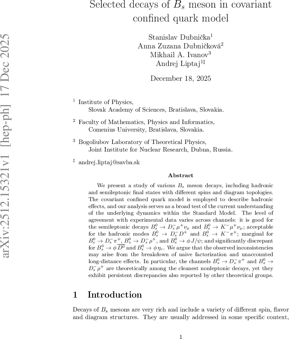 Selected decays of $B_{s}$ meson in covariant confined quark model