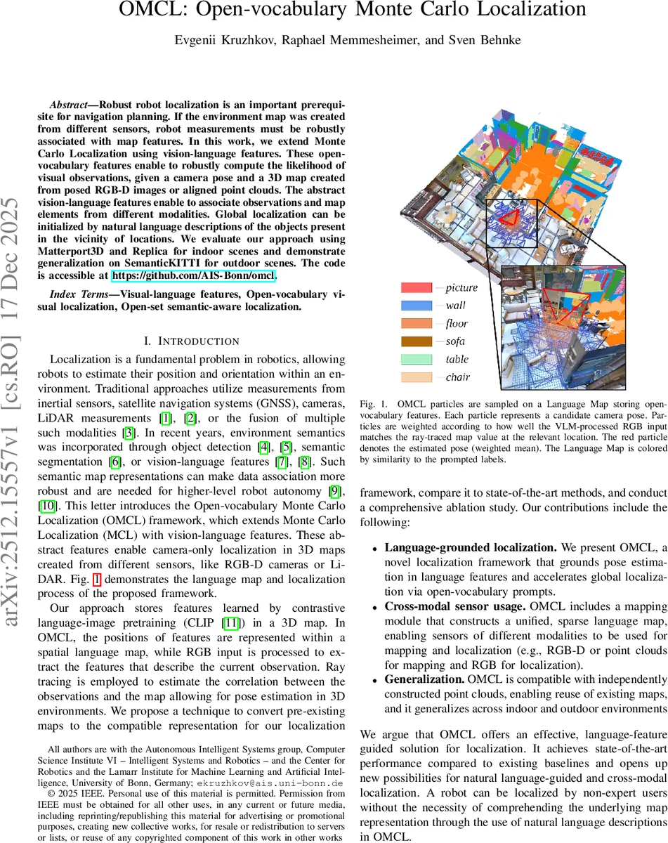OMCL: Open-vocabulary Monte Carlo Localization