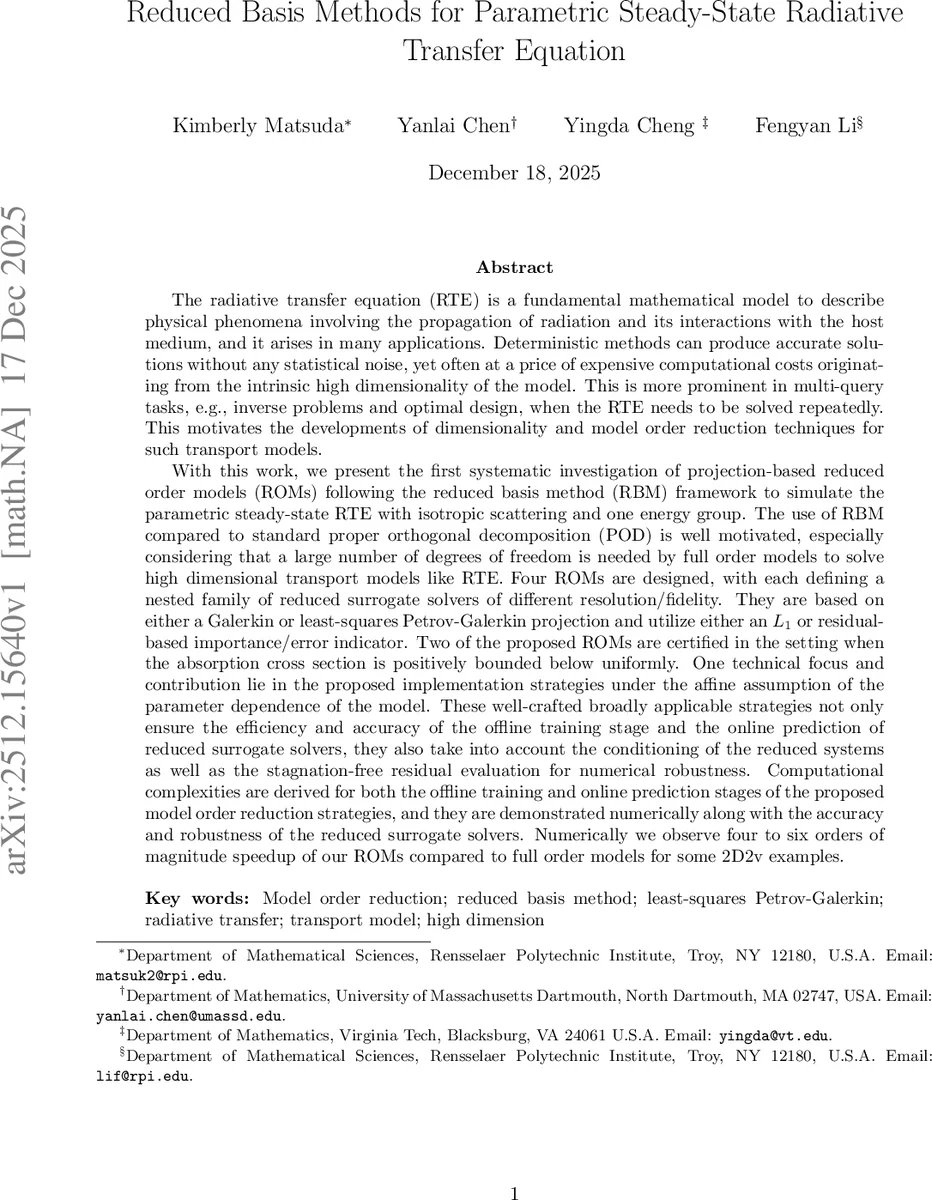 Reduced Basis Methods for Parametric Steady-State Radiative Transfer Equation