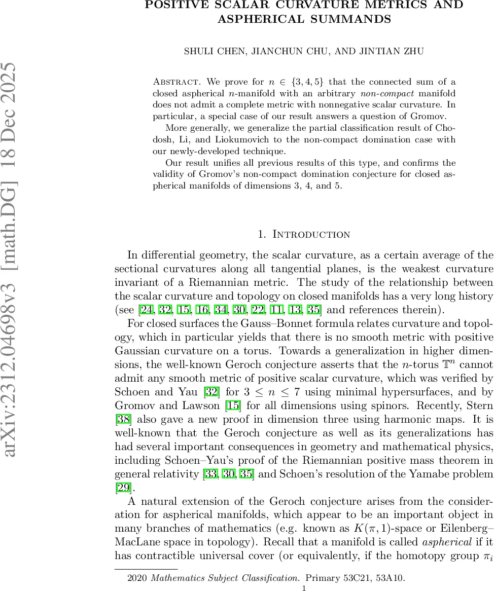 Positive scalar curvature metrics and aspherical summands