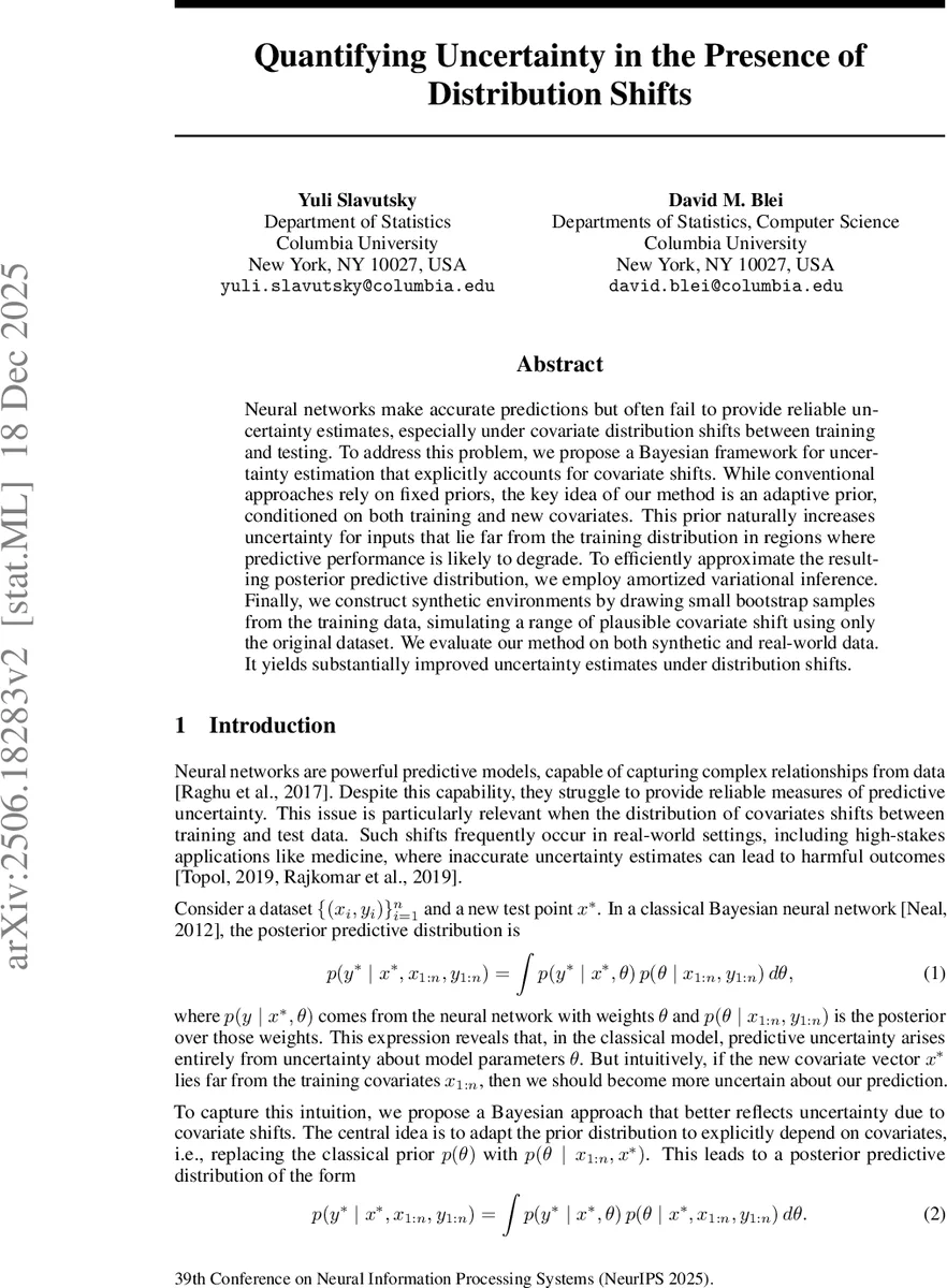 Quantifying Uncertainty in the Presence of Distribution Shifts