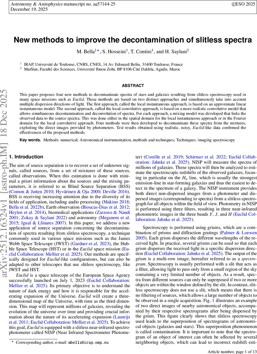New methods to improve the decontamination of slitless spectra