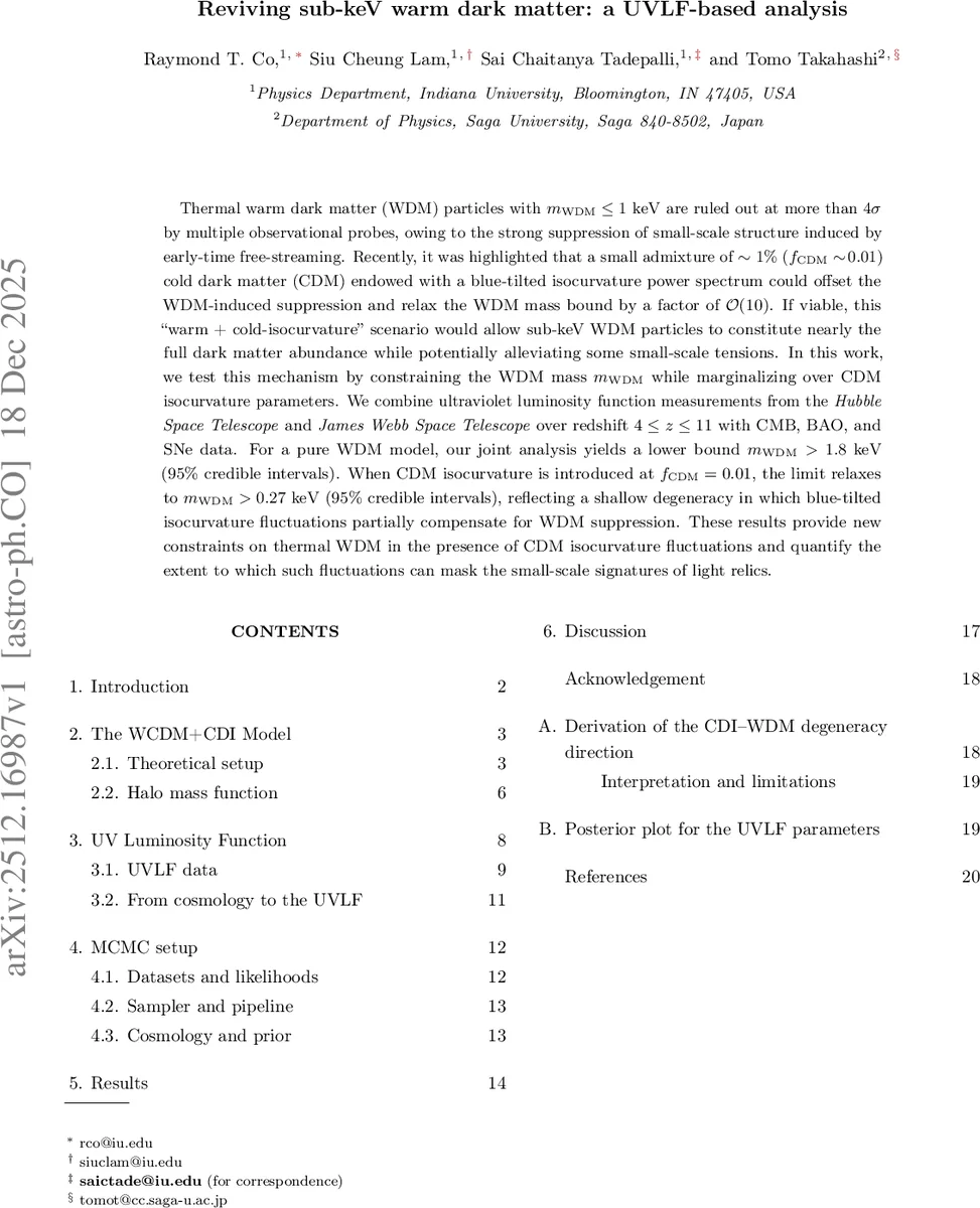 Reviving sub-keV warm dark matter: a UVLF-based analysis