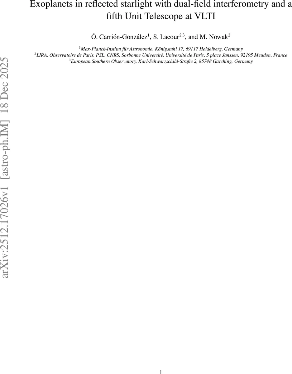 Exoplanets in reflected starlight with dual-field interferometry and a fifth Unit Telescope at VLTI