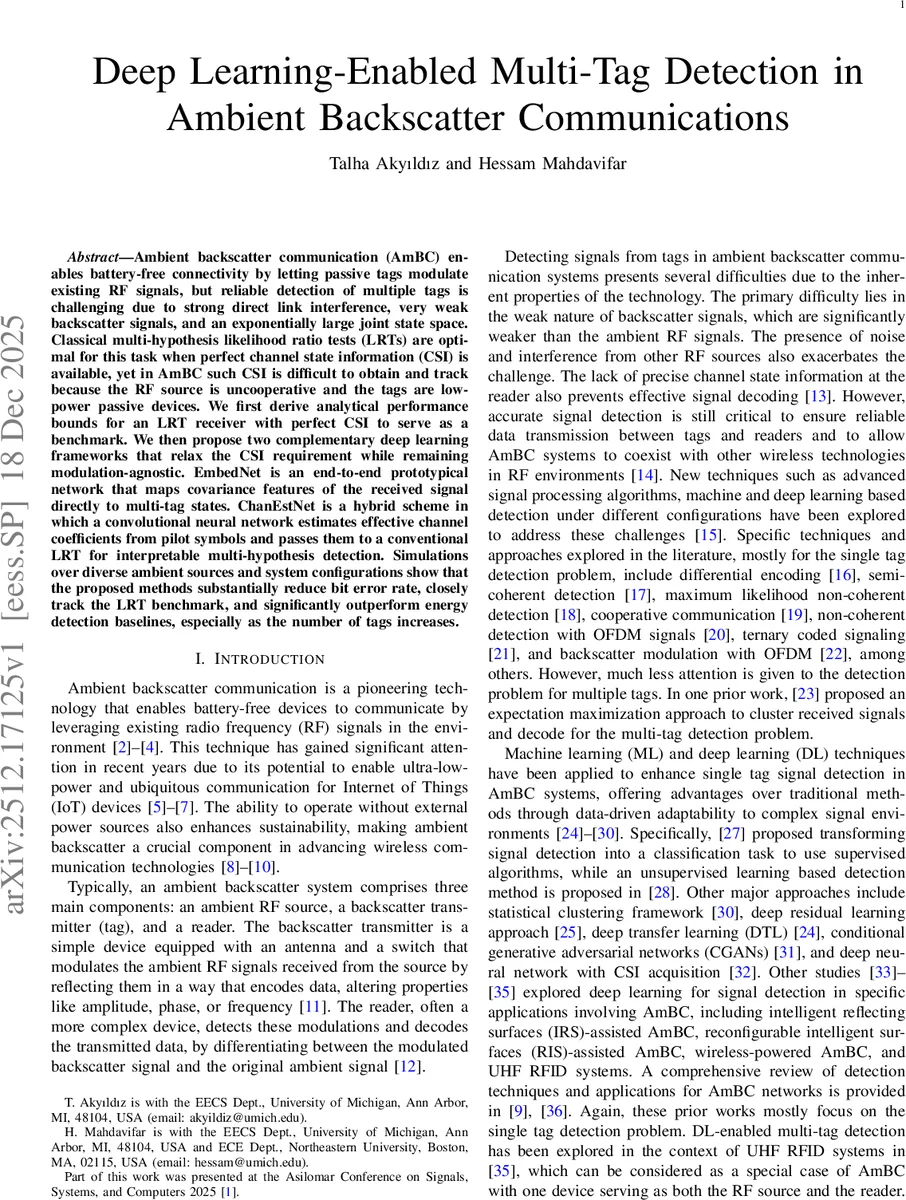 Deep Learning-Enabled Multi-Tag Detection in Ambient Backscatter Communications