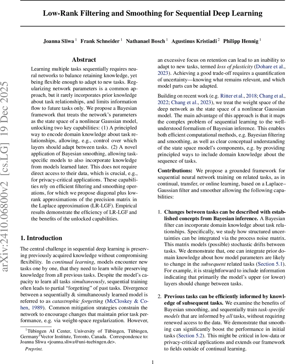 Low-Rank Filtering and Smoothing for Sequential Deep Learning