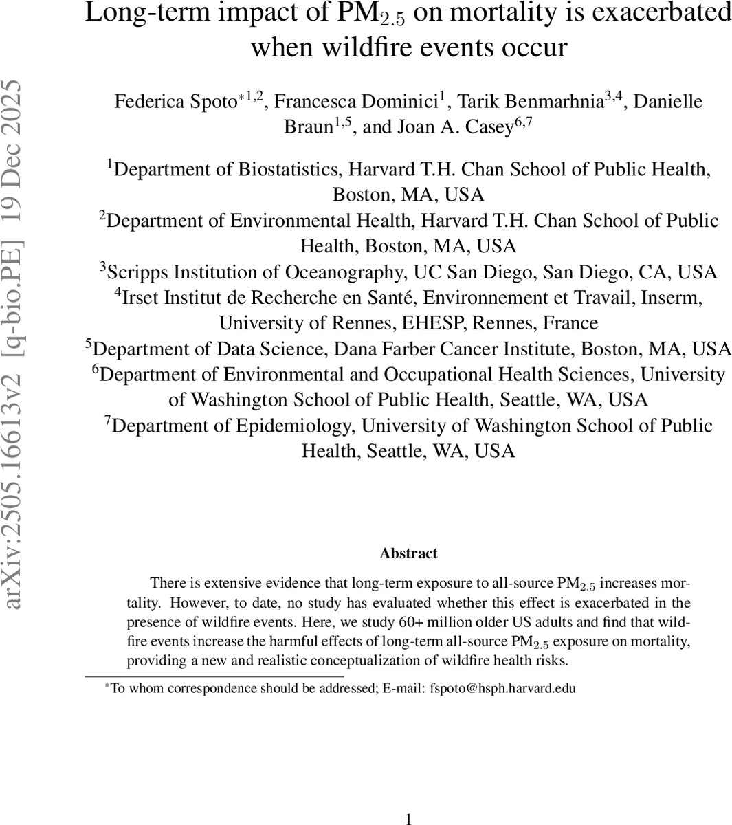 Long-term impact of PM2.5 on mortality is exacerbated when wildfire events occur
