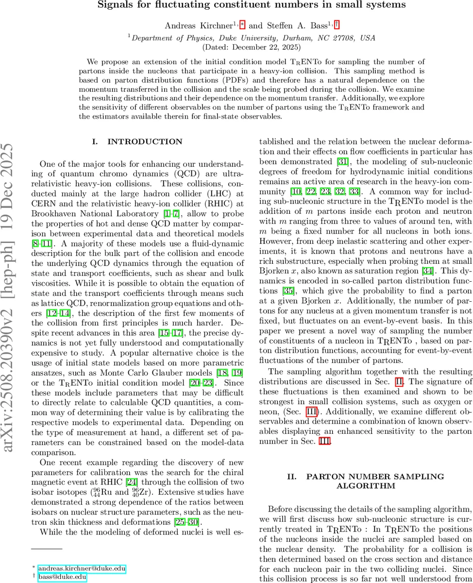 Signals for fluctuating constituent numbers in small systems
