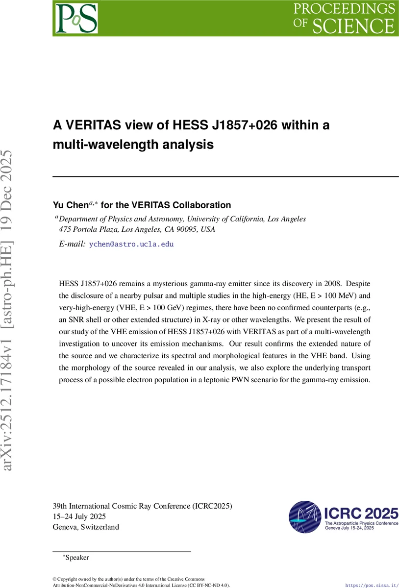A VERITAS view of HESS J1857+026 within a multi-wavelength analysis