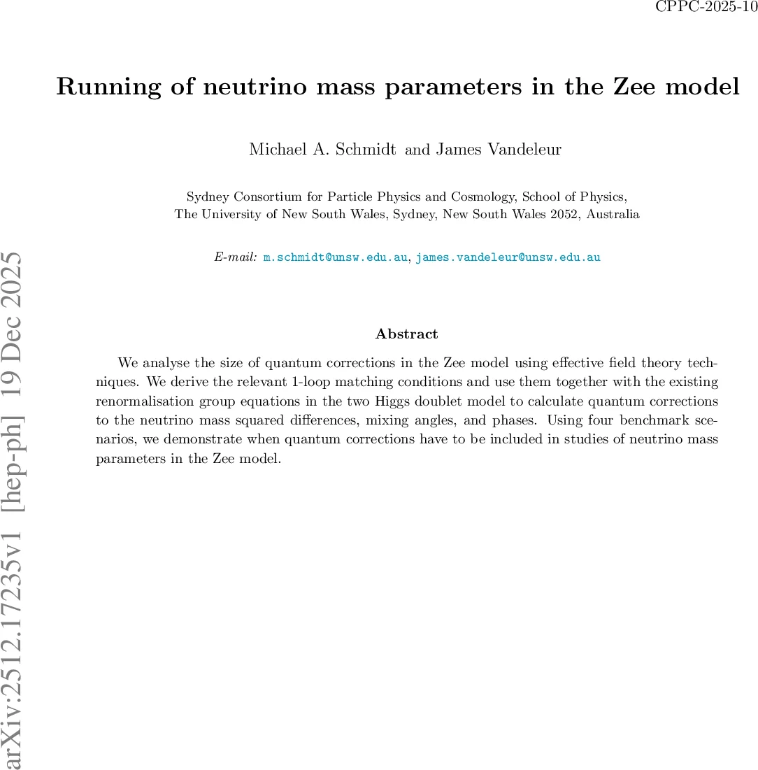 Running of neutrino mass parameters in the Zee model