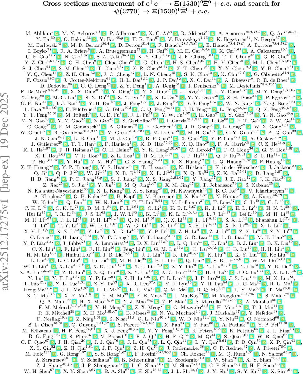 Cross sections measurement of $e^+e^-	o Ξ(1530)^0arΞ^0 + c.c.$ and search for $ψ(3770)	oΞ(1530)^0arΞ^0 + c.c.$