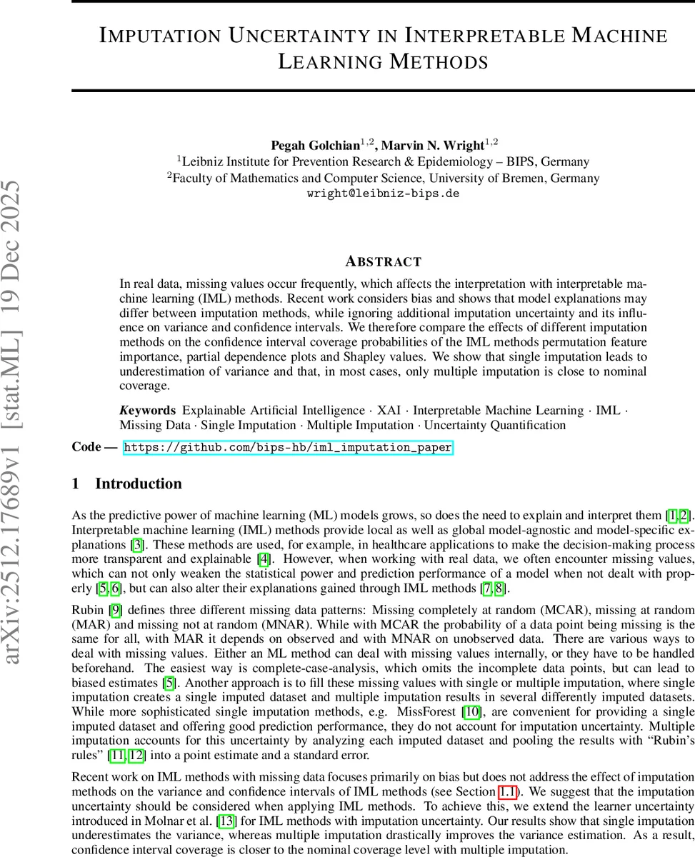 Imputation Uncertainty in Interpretable Machine Learning Methods