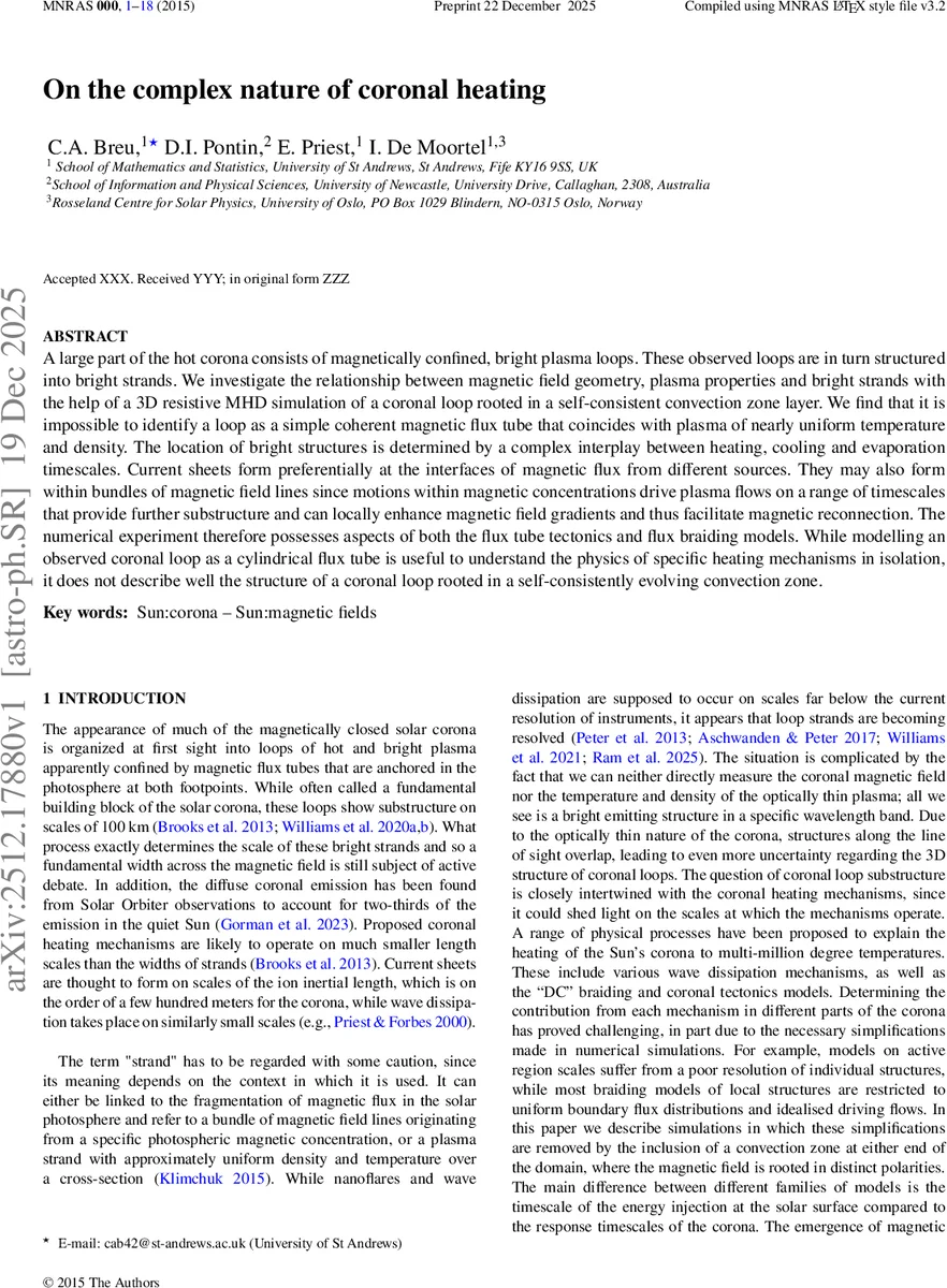 On the complex nature of coronal heating