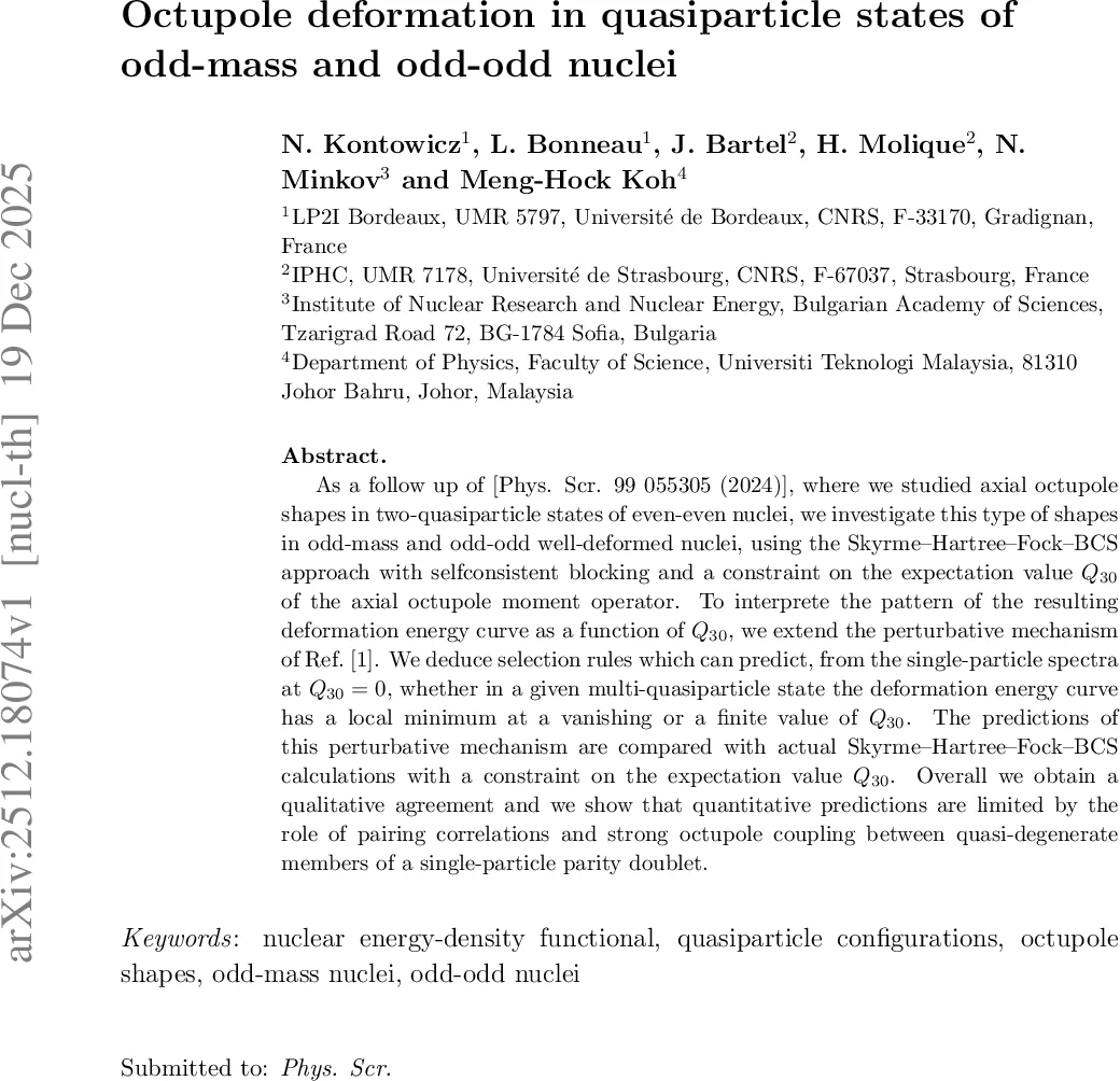 Octupole deformation in quasiparticle states of odd-mass and odd-odd nuclei
