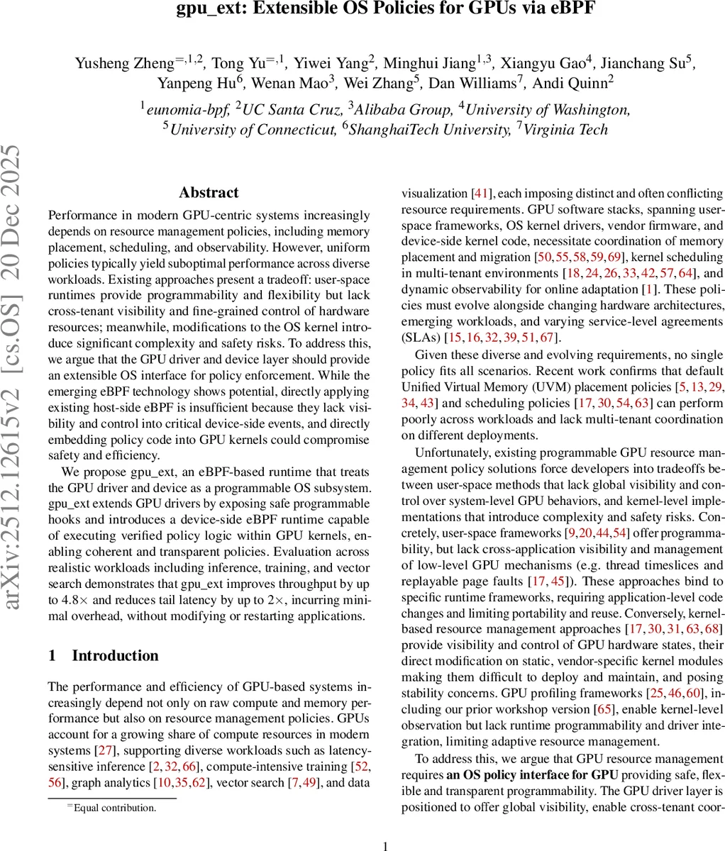 gpu_ext: Extensible OS Policies for GPUs via eBPF