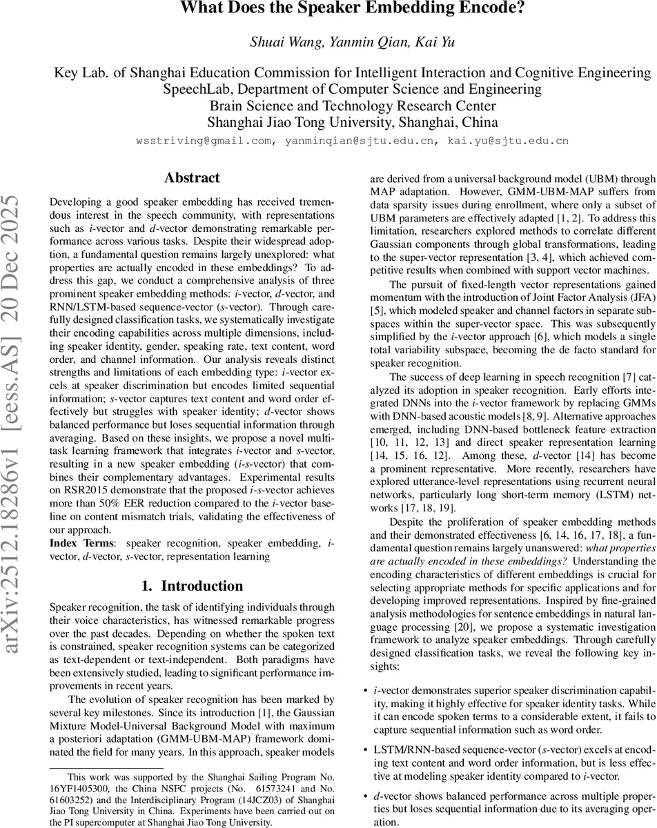 What Does the Speaker Embedding Encode?