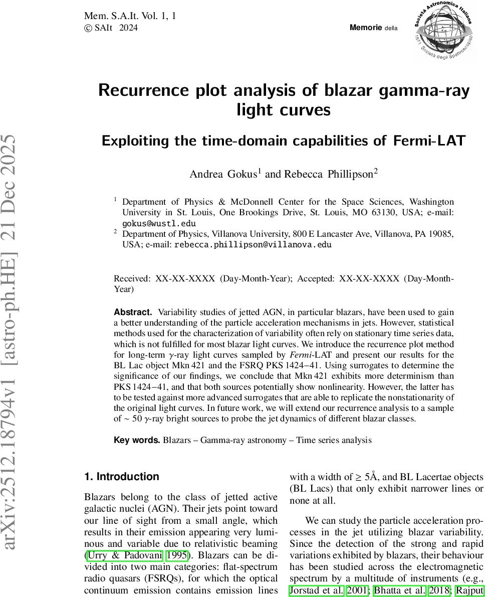 Recurrence plot analysis of blazar gamma-ray light curves: Exploiting the time-domain capabilities of Fermi-LAT