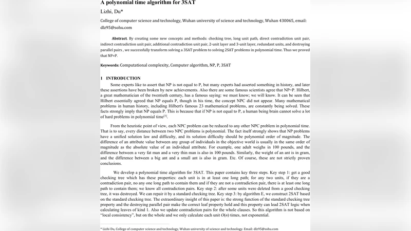 A Polynomial time Algorithm for 3SAT