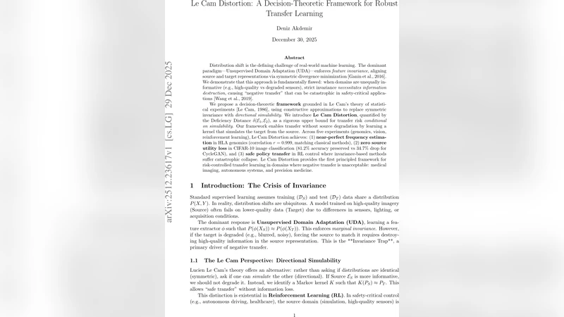 Le Cam Distortion: A Decision-Theoretic Framework for Robust Transfer Learning