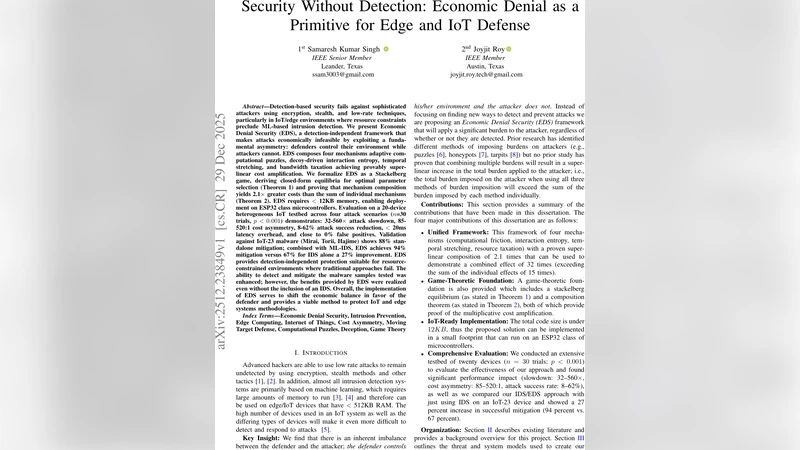 Security Without Detection: Economic Denial as a Primitive for Edge and IoT Defense