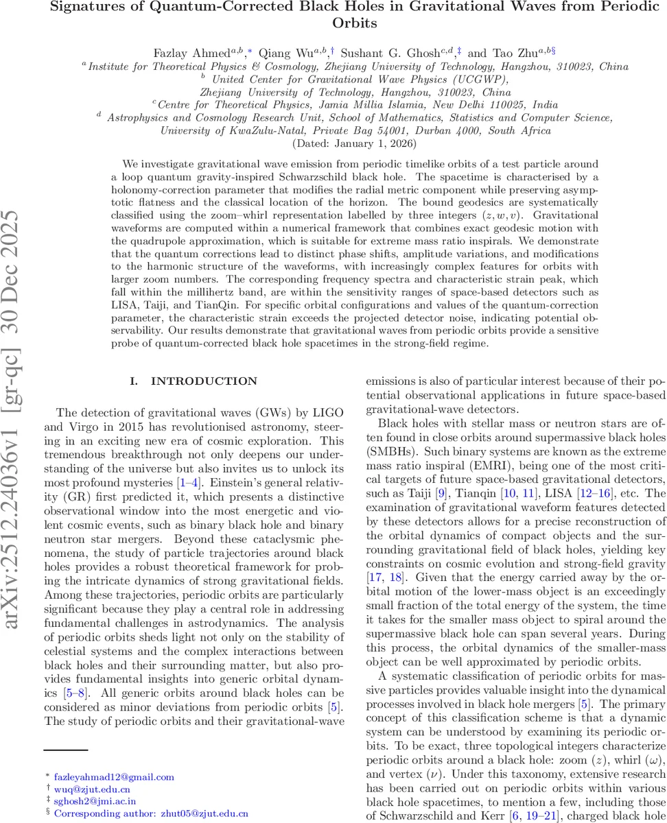Signatures of Quantum-Corrected Black Holes in Gravitational Waves from Periodic Orbits