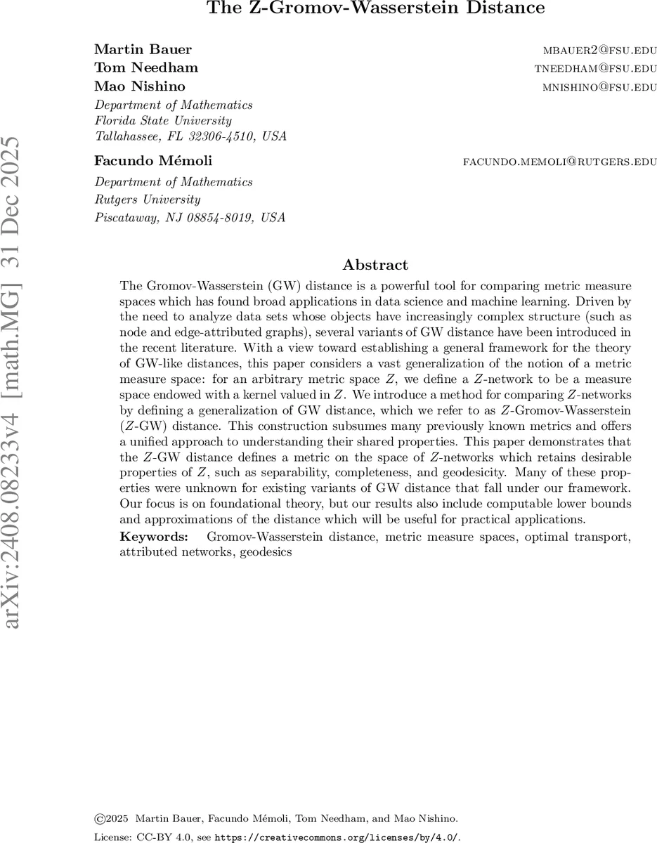 The Z-Gromov-Wasserstein Distance