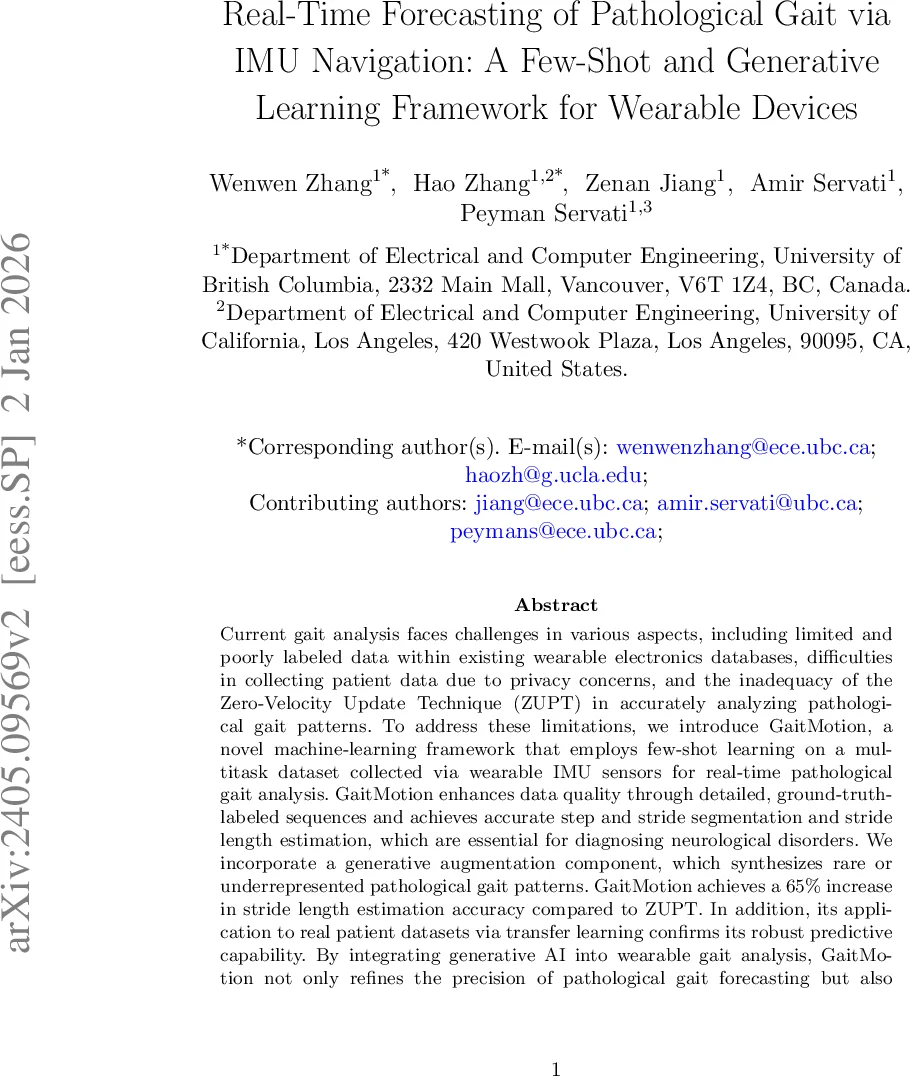 Real-Time Forecasting of Pathological Gait via IMU Navigation: A Few-Shot and Generative Learning Framework for Wearable Devices