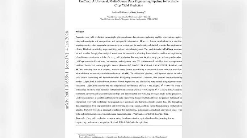 UniCrop: A Universal, Multi-Source Data Engineering Pipeline for Scalable Crop Yield Prediction