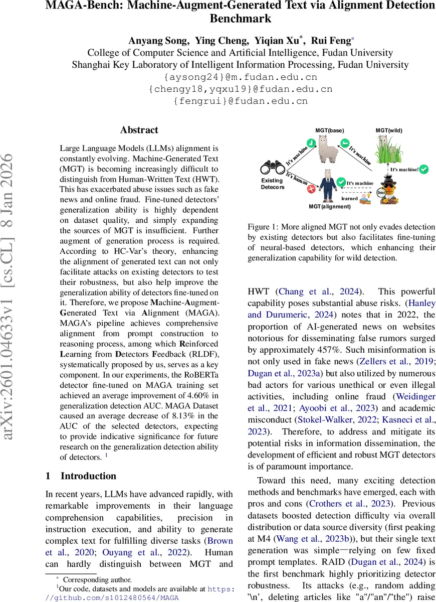 MAGA-Bench: Machine-Augment-Generated Text via Alignment Detection Benchmark