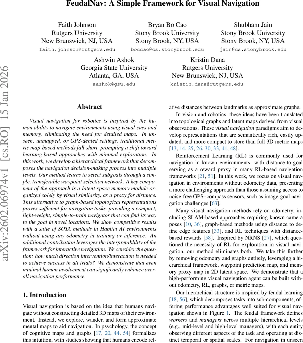 FeudalNav: A Simple Framework for Visual Navigation